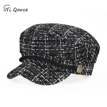 SYi Qarce, высокое качество, женский берет на весну, осень, зиму, винтажная шапка для художника, шапка для женщин, модная уличная шапка, берет, NM453-55