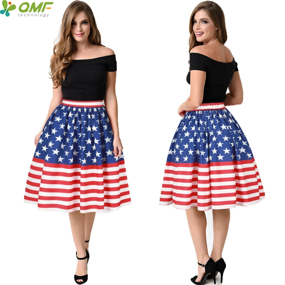 American National Flag Tennis Skirts Pleated Midi Sports Skater Skirt