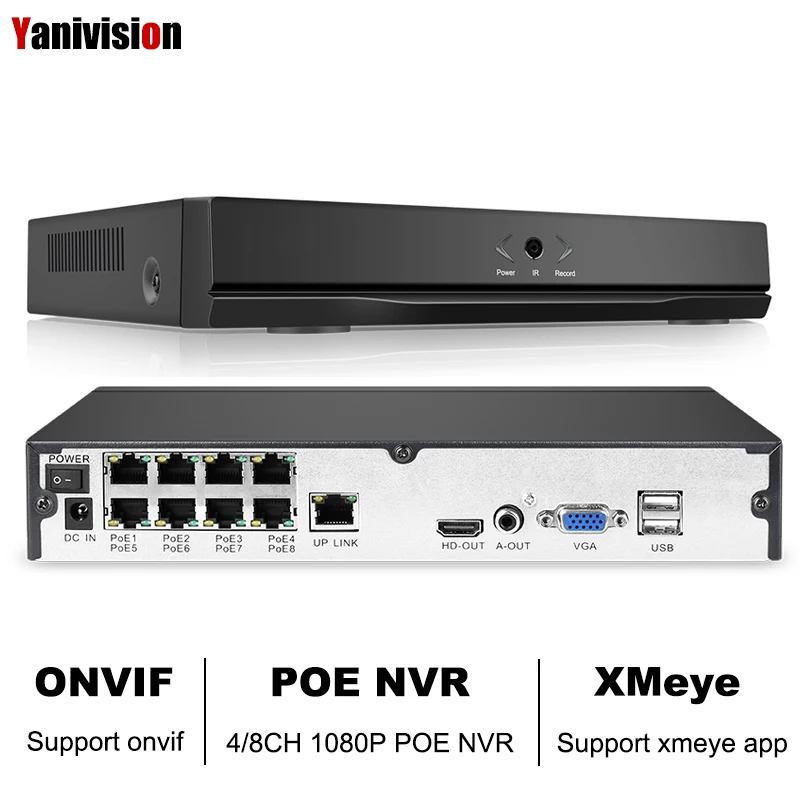 8CH 1080 P H.264 NVR Full HD 8 канала CCTV NVR ONVIF P2P облако сети видео Регистраторы для IP Камера Системы XMEYE