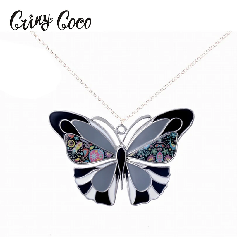 

Butterfly Necklace Pendant Trendy Enamel Zinc Alloy Charm Girl Pendant Metal Long Women Necklace Chain Women Jewelry Wholesale