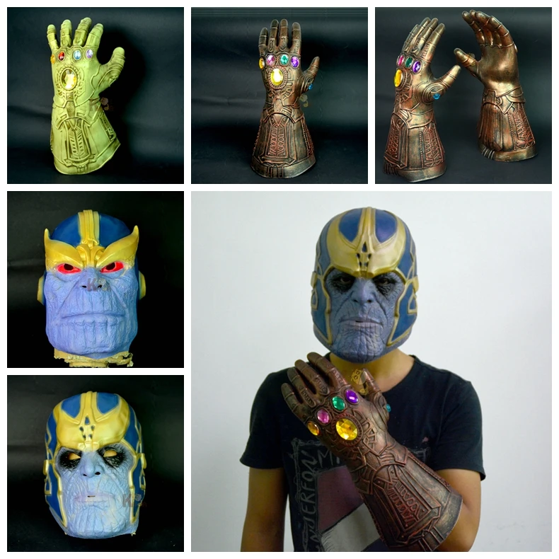 The Avengers Figures Thanos Infinity Gauntlet Cosplay Gloves Prop Hard Latex Avengers: Infinity War Mask Toy Figures for Gifts