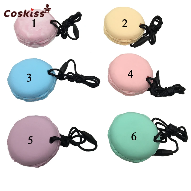 

1pc Macarons Silicone Teether Baby Teething Toy Comfort Chew Food Grade Silicone Baby Shower Gift chew toy kids Necklace pendant