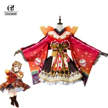

ROLECOS Anime Love Live Sunshine Cosplay Costume Aqours Red Leaves Members Cosplay Costume Awakening Kimono Dress Yukata Outfit