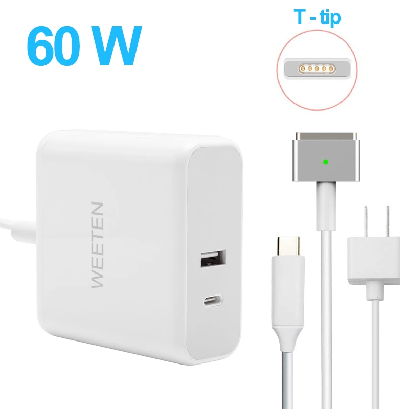 

60W T-tip USB Type C Power Adapter Charger For Apple MacBook Air Pro 11" Retina 13" A1435 A1436 A1465 Laptop AC Power Adapter