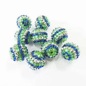 

Newest !! 20mm 100pcs/lot Green/Royalblue/Silvery Striped Resin Rhinestone Beads,Chunky Beads For Kids Jewelry Making