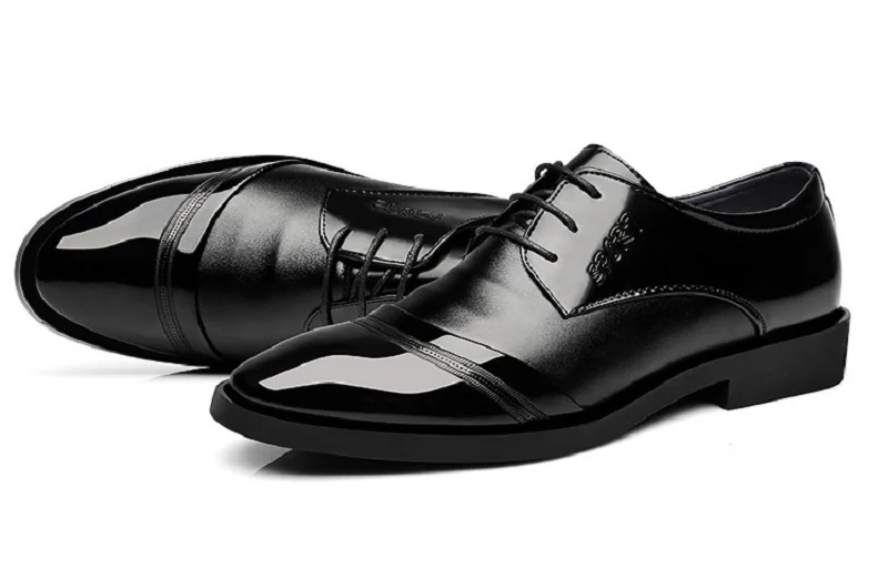 New Spring Autumn Man Dress Shoes Point Toe Leather Breathable Lace Up Business Wedding Italian Leather Oxford Shoes for Men (6)