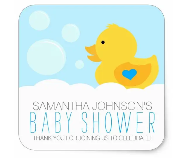 1 5inch Rubber Ducky Boy Baby Shower Square Sticker In Stationery