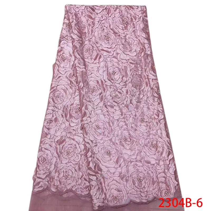 

Onion Color Lace Ribbon With Rose Pattern African French Tulle Lace Fabric High Quality For Bridal Evening Dresses QF2304B-6