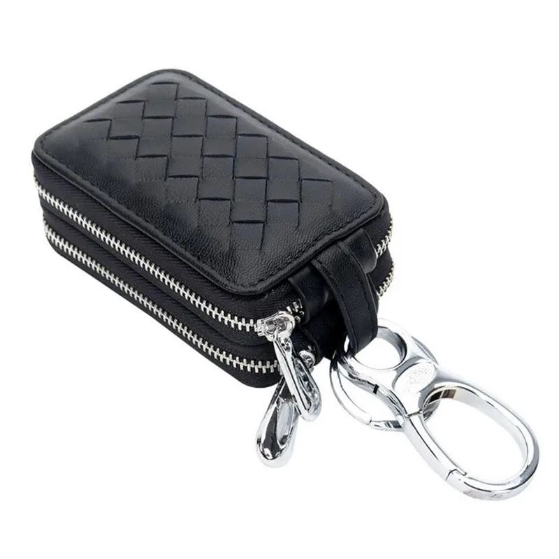 

Genuine Leather Car Key Wallets Men Sheepskin Key Holder Housekeeper Keys Organizer Keychain Covers Zipper Key Case Bag Purse