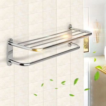 

Xueqin 60cm Chrome Polished Stainless Steel Bathroom Wall Mounted Towel Rail Holder Shelf Storage Rack Double Towel Rails Bar
