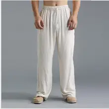 Лето и Осень Новые мужские повседневные брюки тонкие хлопковые свободные льняные брюки тренировочные брюки певица костюмы одежда