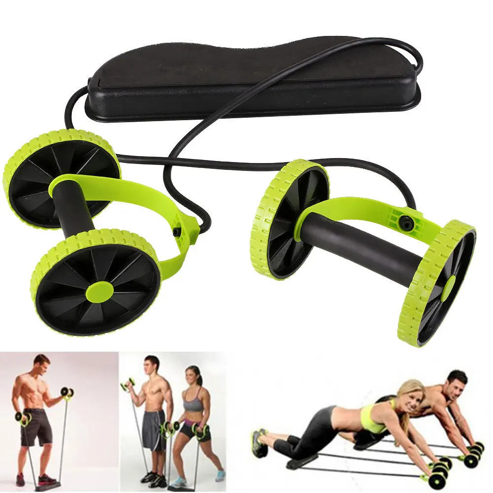 

Dual Wheels Roller Sports Elastic Abdominal Resistance Pull Rope Belly Slimming Gym Elastic Resistance Pull Rope Gymnastic Tools