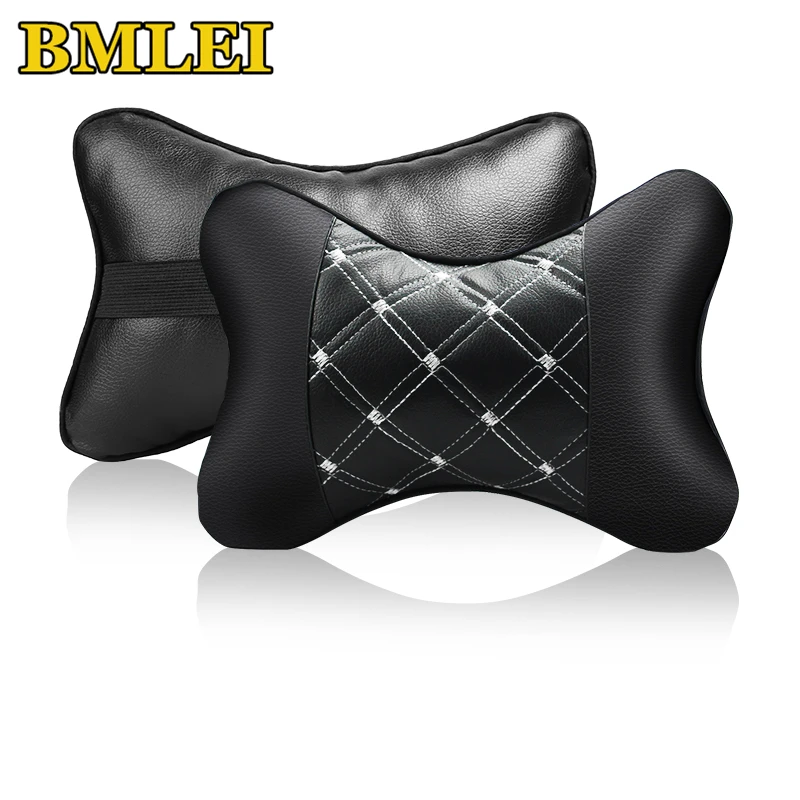 

2018 New Mini Universal Car Headrest Support Neck Pillow Both Side PU Leather Auto Head Neck Pillow Pad for 4 Seasons