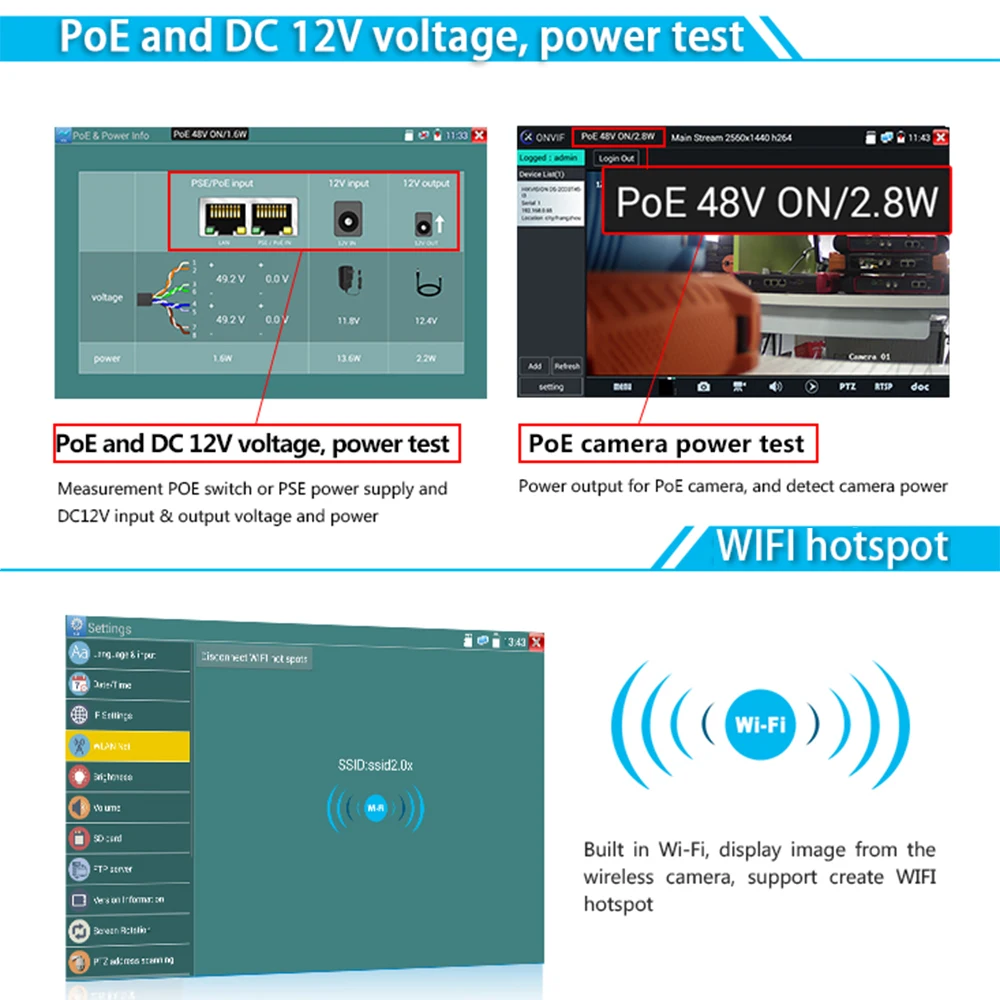 " 1080 P IPC камера CCTV тестер монитор Wifi TVI CVBS IP обнаружения камера тестер 5MP TVI AHD CVI CVBS безопасности ONVIF видео камера