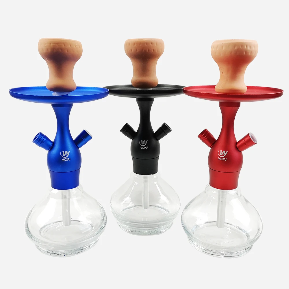 

WisQiyunR 3 color options single pipe hookah Shisha narguile with ceramic tobacco bowl,simple and elegant perfume shape bottle