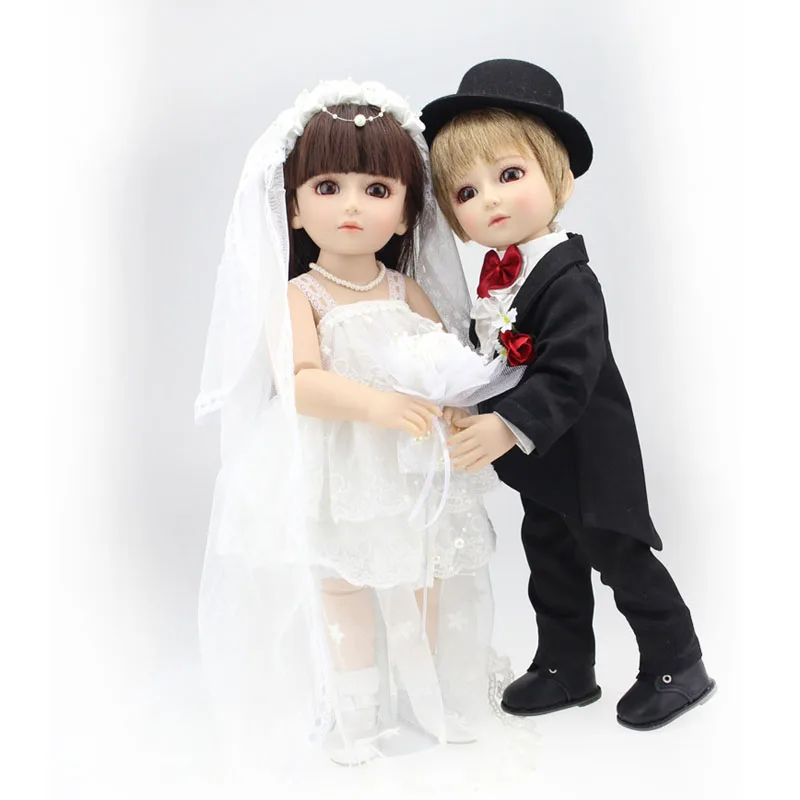 

Bjd doll Reborn babies 45cm full body silicone doll reborn bride groo Lifelike toy for kids birthday gift Wedding decoration