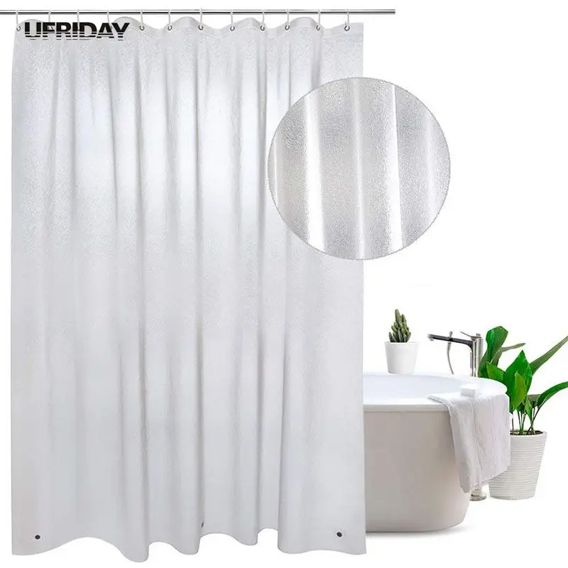UFRIDAY Nordic Translucent Plastic Waterproof Shower Curtain Silk
