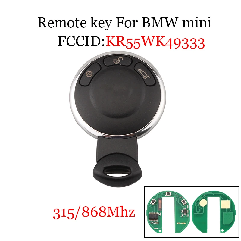315 МГц/868 МГц для BMW Mini Cooper Smart KR55WK49333 Автомобильный ключ с дистанционным