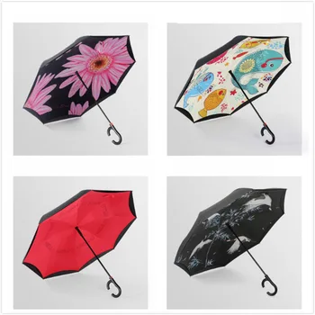 

Reverse Windproof Umbrellas Large Umbrella Auto Close Double-layer Inverted Umbrella Female Male Car Men Women Umbrella