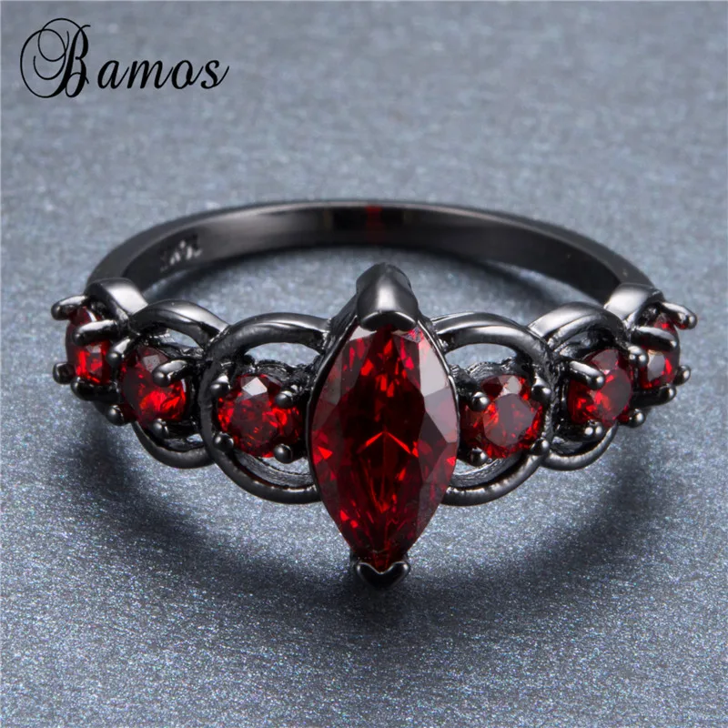 Мистическое фиолетовое/красное/зеленое циркониевое многоцветное кольцо Bamos с камнем по месяцу рождения, кольцо с черным золотом, обручальные кольца радуги для женщин