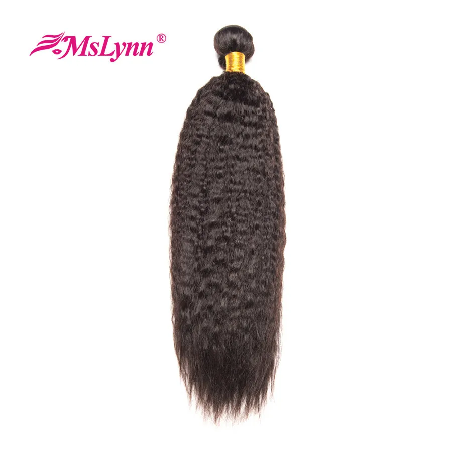 altMslynn 360 Lace Frontal With Bundle Brazilian Kinky Straight Hair 3 Bundles With Closure Human Hair Weave Extension Non Remy