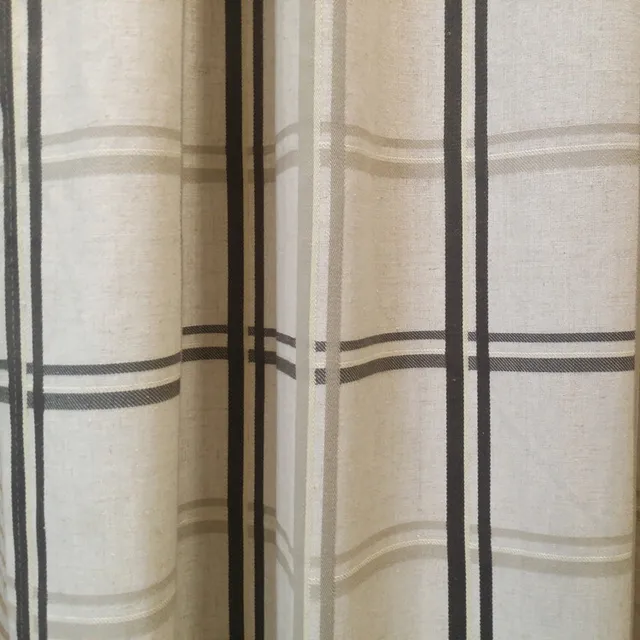 Contemporary Check Linen Polyester Blend Modern Panels Black Grey Contemporary Check Linen Polyester Blend Modern Panels Black Grey Beige Drapery Curtain Fabrics Width 280 Cm By Meter