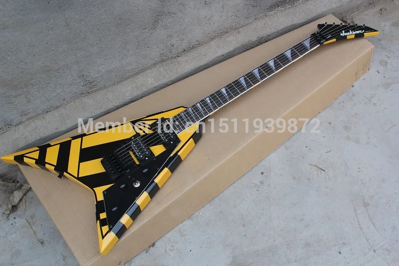 Jackson Flying V Electric guitar Trangle MOP Fingerboard inlay Floyd Rose Tremolo Black