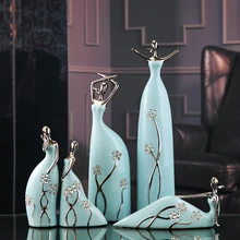 Jingdezhen Ceramic Miss Ballet Ceramic Figures Furnishing Articles Fashion Porcelain Ornament Decoration Blue Diamond Hostess