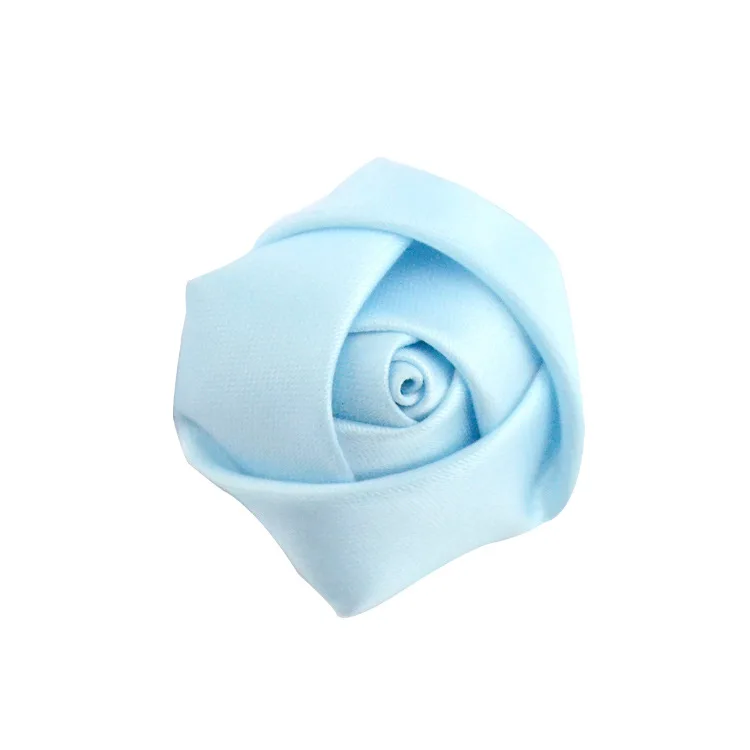 blue Nishine 20 шт./лот атласная мини-лента цветок розы ручной работы свернутые розочки для волос заколка головная повязка DIY головные уборы аксессуары для волос - Цвет: blue