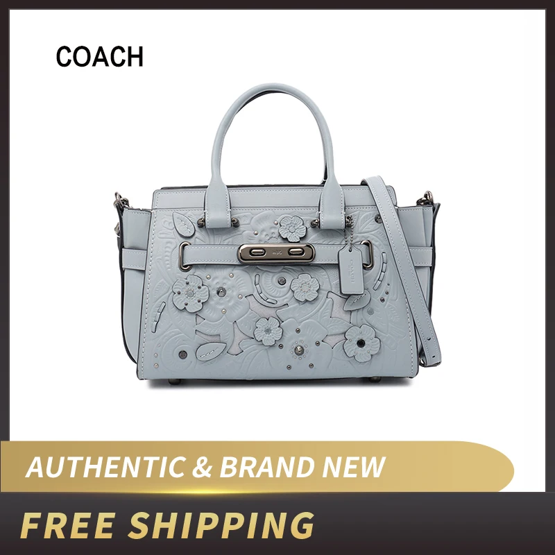 Coach Swagger 27 женская Средняя кожаная сумка 11854