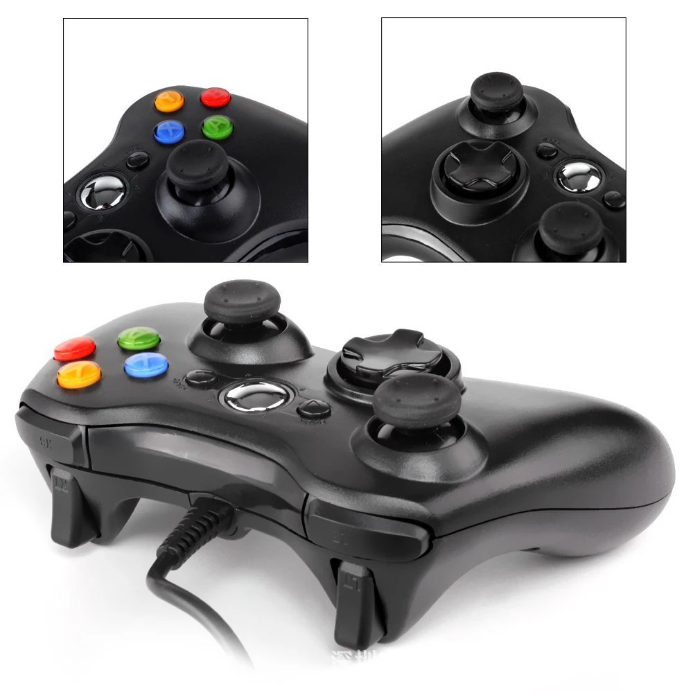 USB Wired Joypad Gamepad Black Game Controller For Xbox Slim 360 Joystick For Official Microsoft PC for Windows 7 / 8 / 10