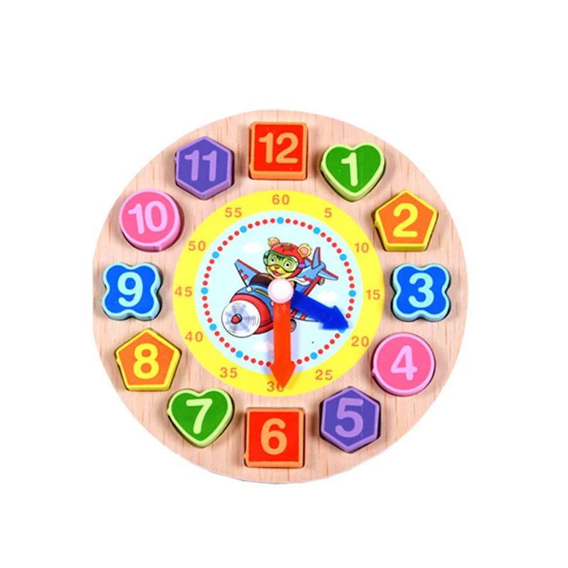 Деревянные строительные блоки, игрушки, геометрические совпадающие блоки, цифровые часы с номером и животным из бисера, детские развивающие Игрушки для раннего возраста - Цвет: Color 4