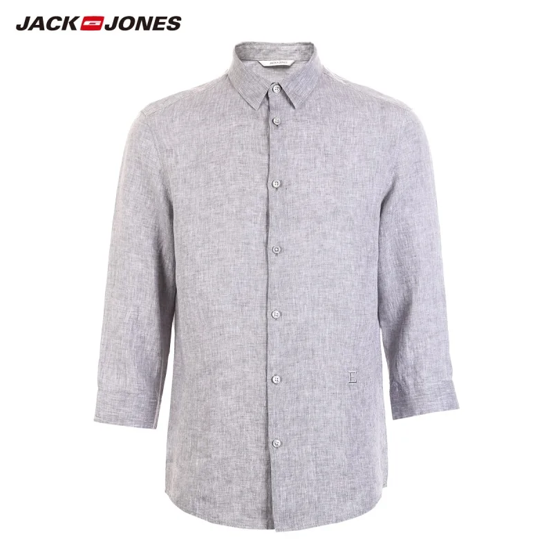 JackJones Мужская льняная рубашка с рукавом три четверти мужская одежда 219131507