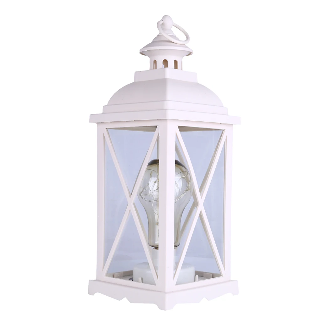 

14" Tall Decorative Bulb Lantern 10-LED Copper Wire String Light Hanging Lamp