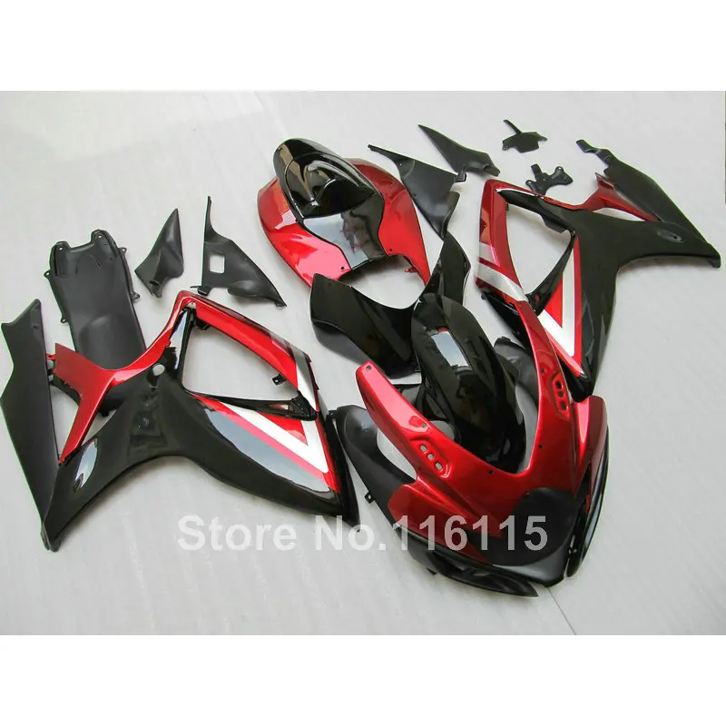 Набор обтекателей для Suzuki GSXR 600 750 K6 K7 2006 2007 красный и черный цвета Обтекатели GSX R600