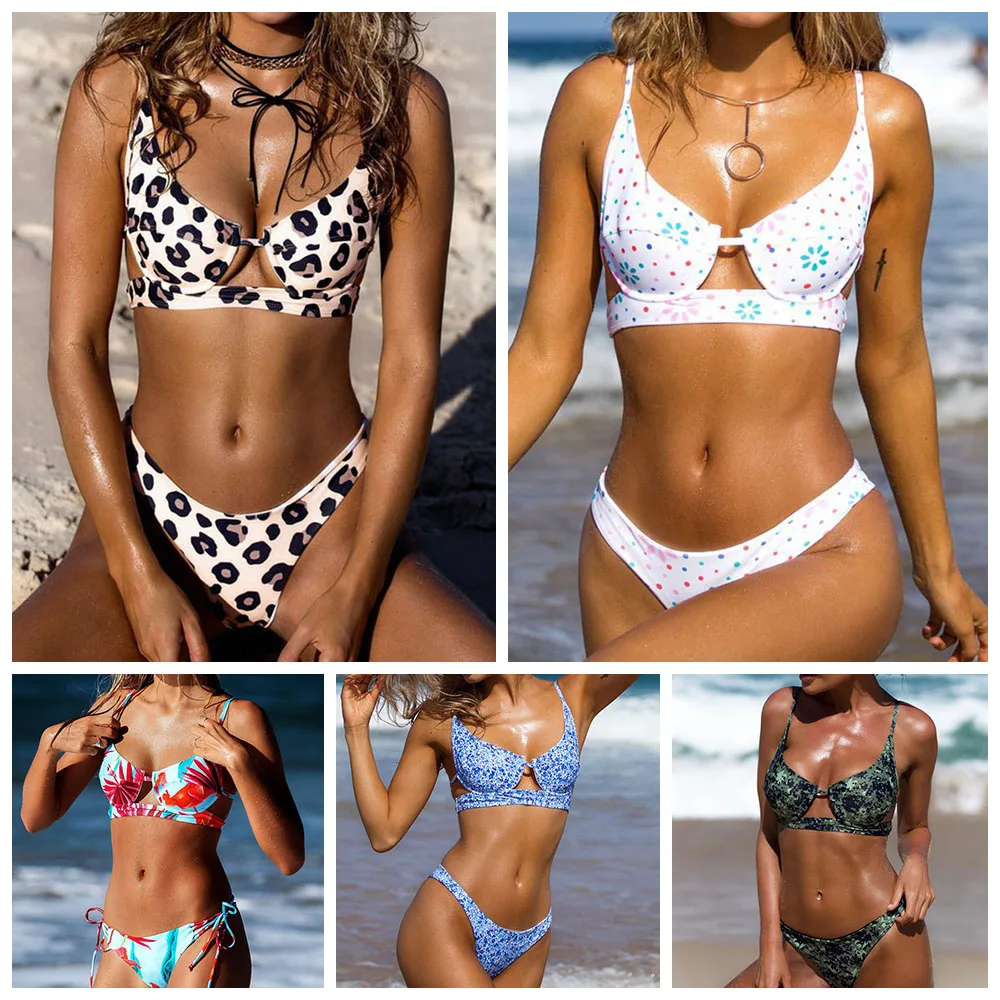 

Sexy Bikini Women Swimwear Push Up Swimsuit Print Leopard Dot Bikini Set Bathing Suit Female Beachwear Girls Swim Wear Beach XL