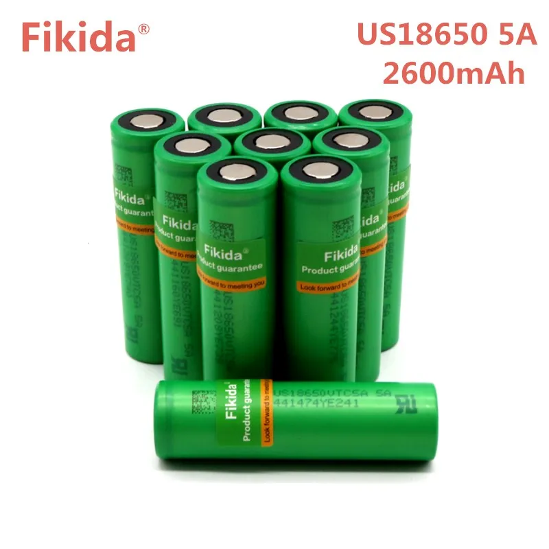 

New Fikida Original 40A Discharge 3.6V 18650 Battery US18650 VTC5A 2600mAh High Drain 40A Battery For Sony for E-cigarette