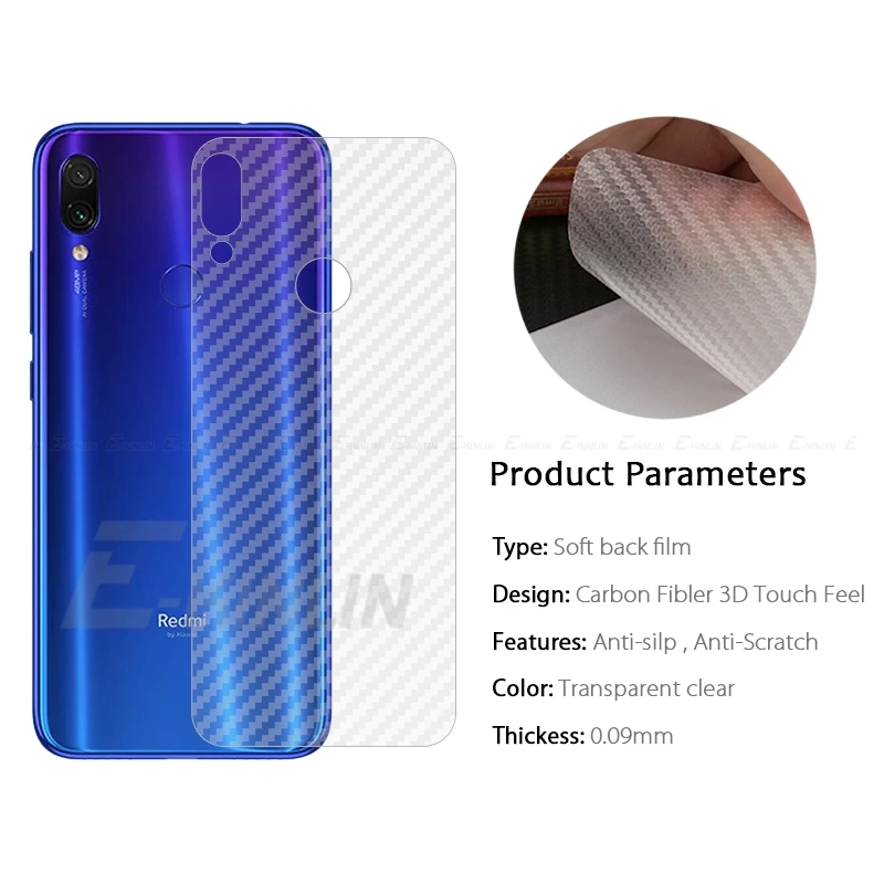 3D углеродное волокно задняя крышка Защитная пленка для Xiaomi Redmi Mi 9 8 SE Note 8T 7 5 Pro Plus 6 не закаленное стекло