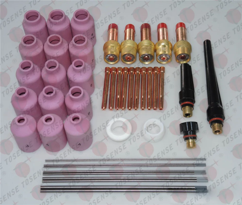 

45 pcs TIG Welding Torch Gas Lens Kit WP-17 WP-18 WP-26 WC20 Cerium Tungsten