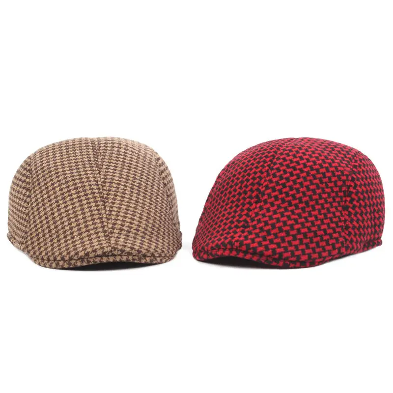 New Spring and Autumn Men Women Beret Hats Men vintage Boinas Plaid Hat Toca Casual Beret Caps Adjustable Comfortable Plaid Cap