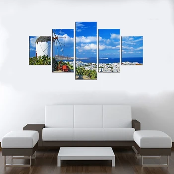 

5 piece Canvas Painting Greece Santorini Island Scenery Landscape canvas poster print for living room home decoration