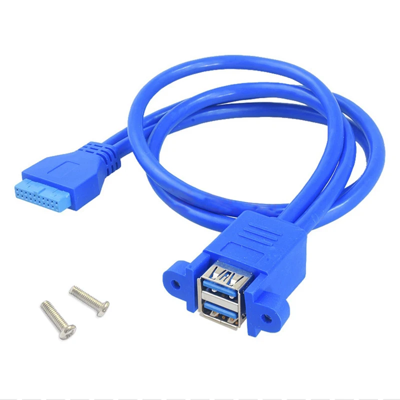

19 / 20 Pin female USB header to Dual USB 3.0 Tyep A Female Cable motherboard USB3.0 Splitter Cable panel screws holes