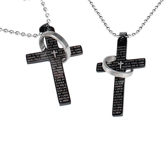 Мужчины Мальчики из нержавеющей стали Библейский крест кулон цепи ожерелье@ CX17