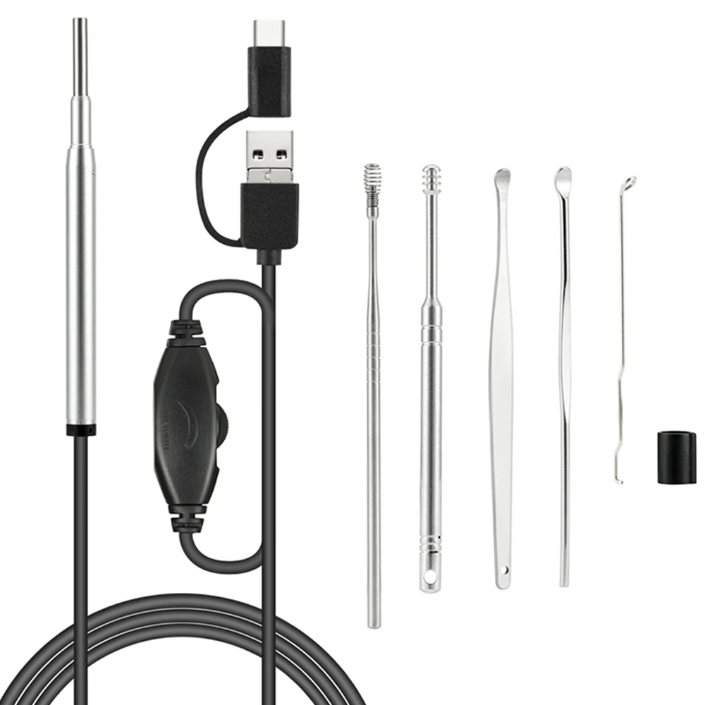 

3 in 1 HD 1MP Ear Cleaning Endoscope Camera 3.9mm Type C USB 6 LED Borescope Inspection Camera for Children Health Caring