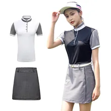 PGM футболка для гольфа костюмы с юбкой одежда дамы летние шорты рукав для гольфа, тенниса Спортивная одежда костюм