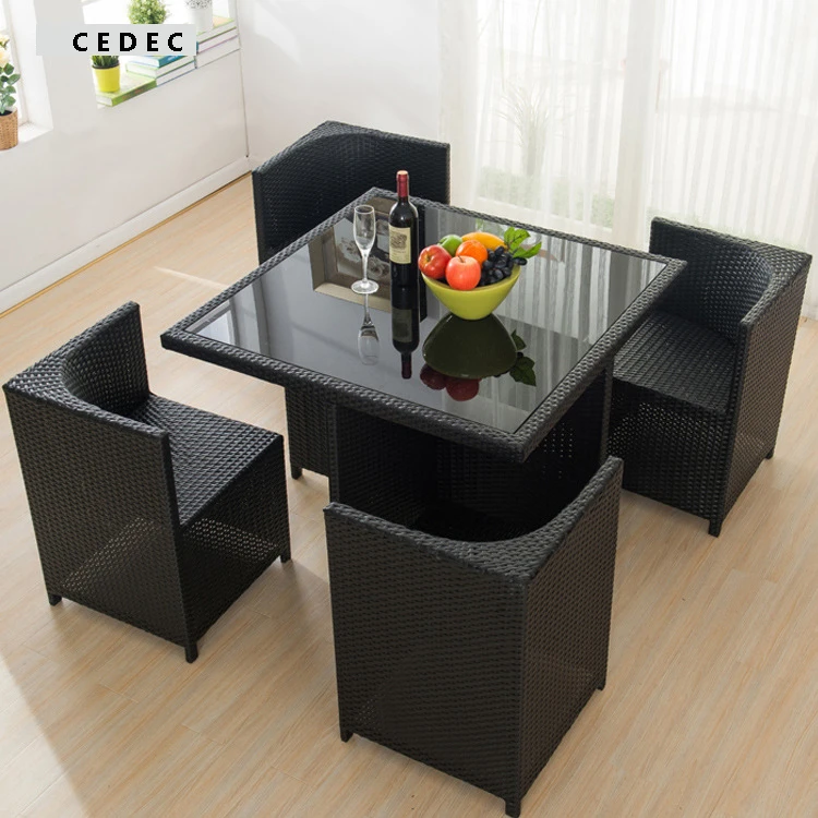 Outdoor Wicker Rattan Patio Furniture Dining Table Chair Set Of 5pc Rattan Patio Furniture Patio Furniturerattan Patio Aliexpress