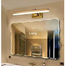 Латунная зеркальная лампа, винтажная ванная комната, санузел, светодиодный светильник, AC85-265V, американская вращающаяся зеркальная лампа