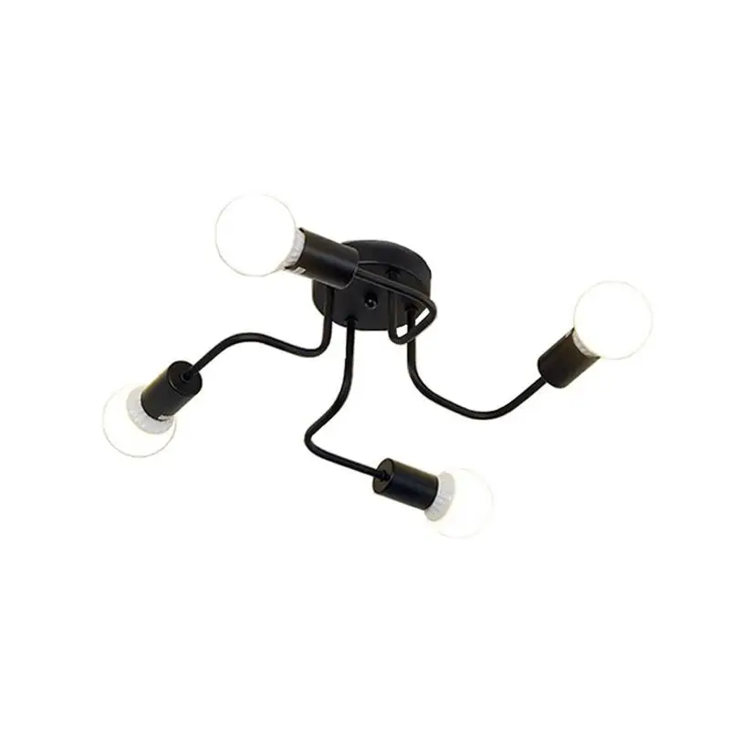  Retro Industrial Loft Nordic Pipe Wrought Iron Ceiling Light 4 Heads Lamp for Home Decor Restaurant - 33059876793