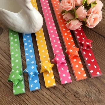 

300pcs Luminous Origami Star Paper Lucky Star Folding Material Paper Star Lantern Five-pointed Paper Crafts Hanging Paper Star