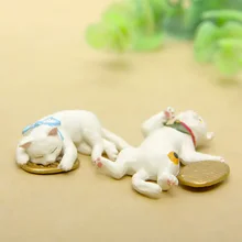 Kawaii Lucky Cat Смола ремесло фигурка бонсай для домашнего декора миниатюрное украшение для сада в виде Феи аксессуары современная модель животного статуя